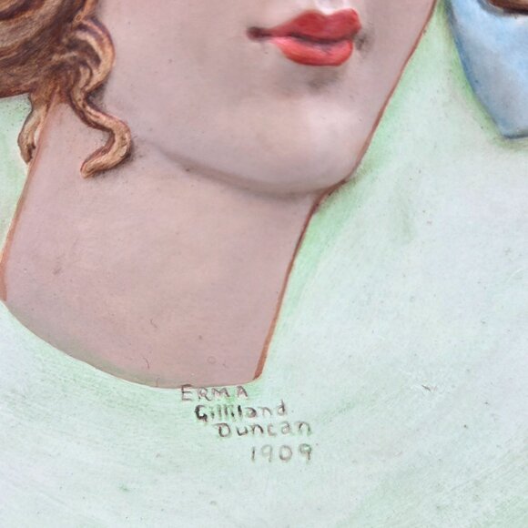 Duncan Ceramics Bas-Relief Plaster Mold Cameo Woman With Blue Bow - Picture 3 of 6